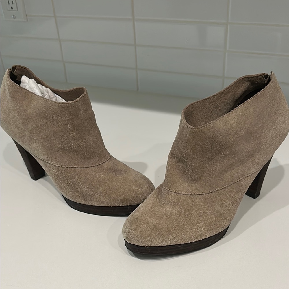 Cole Haan Tan Heeled Boots Suede Ankle